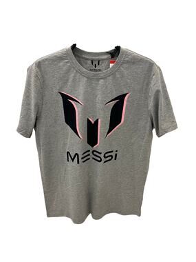 NWT Messi Collection Logo Graphic T-Shirt Heather Grey Pink Men’s Size Medium